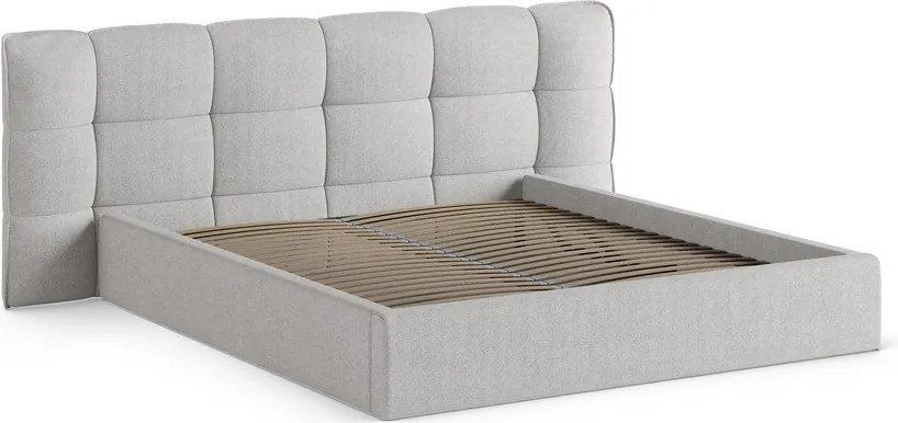 Сиво тапицирано двойно легло с място за съхранение и включена подматрачна рамка 160x200 cm Eric – Micadoni