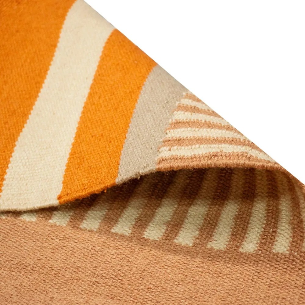 Бежово-оранжев двустранен външен килим от рециклирана пластмаса , 80 x 180 cm Bella - Green Decore