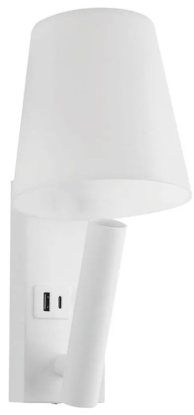 LED стенна лампа с USB порт LED/2W/230V 3000K бяла