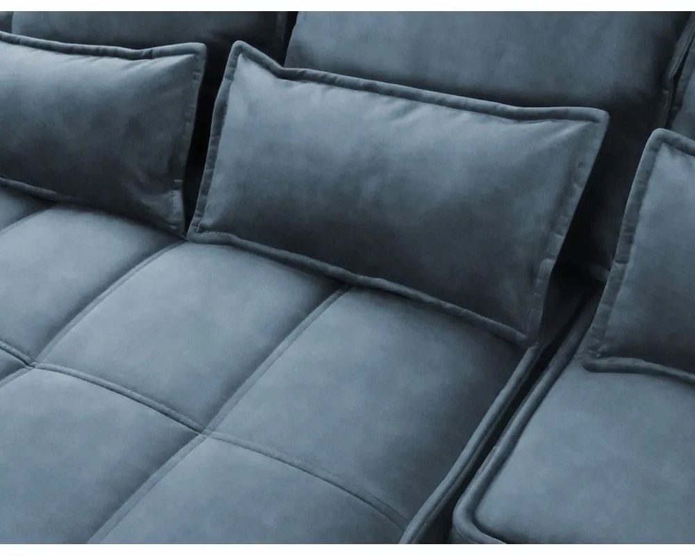 Син кадифен сгъваем/с място за съхранение ъглов диван (ляв ъгъл) Campo – ELTAP