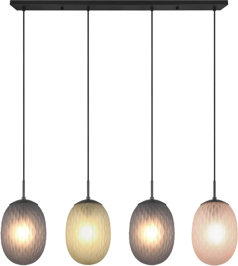 Матово черно висящо осветително тяло със стъклен абажур Facette – Trio