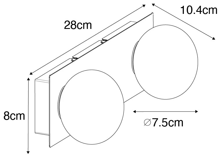 Стенна лампа златиста 28 см IP44 2-светлина с превключвател - Cederic