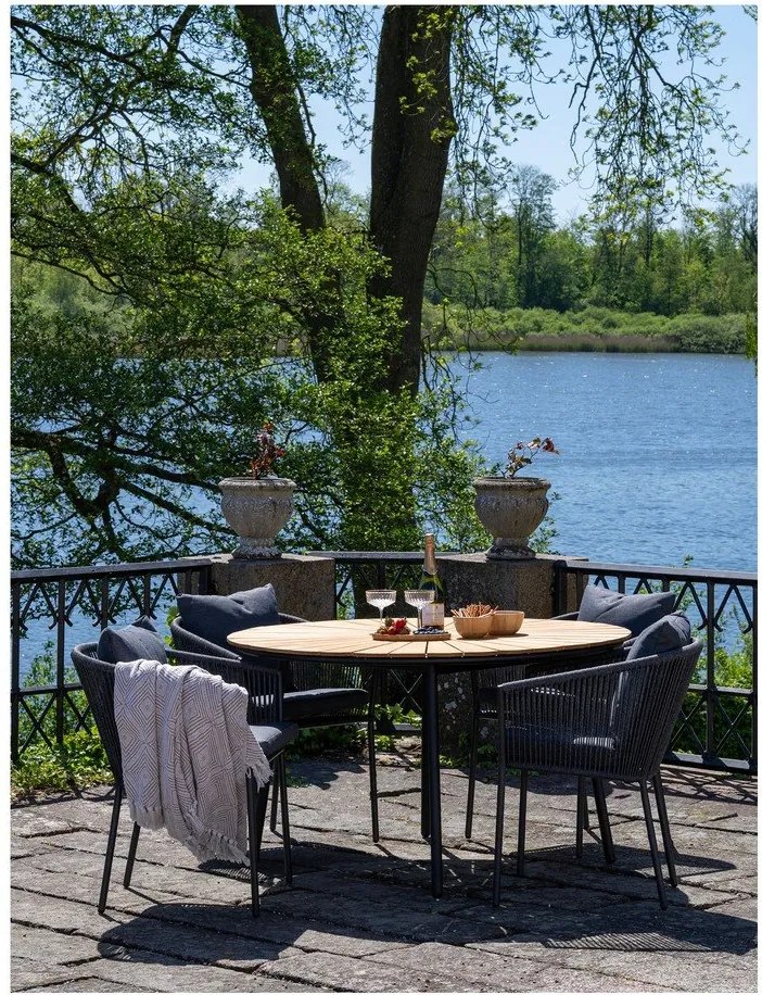 Тъмносив градински стол метален/подплатен Salerno – House Nordic