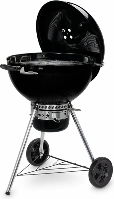 Барбекю на дървени въглища Weber Master Touch WB 14701004, 57 cm, Емайлирана стомана, Регулатор за въздух, 2 Гумени колела, Вграден термометър, Черен