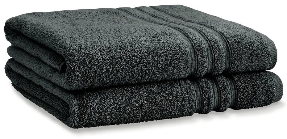 Тъмносиви памучни хавлиени кърпи в комплект от 2 бр. от тери 90x140 cm Zero Twist – Catherine Lansfield