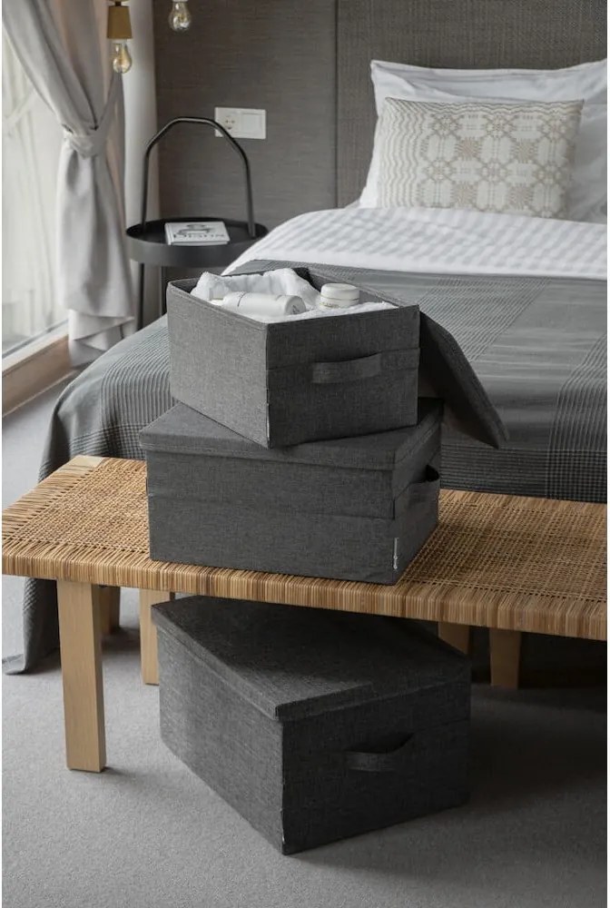 Сива текстилна кутия за съхранение с капак 35x26x19 cm Soft Storage – Bigso
