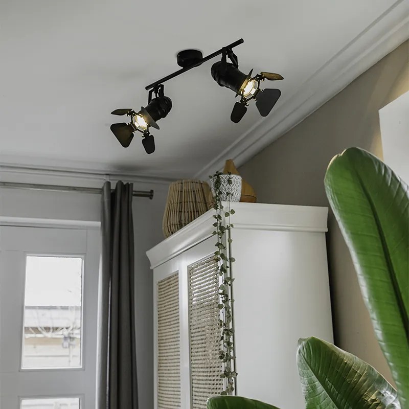 Индустриален прожектор черен 2-светлина с капаци - Movie