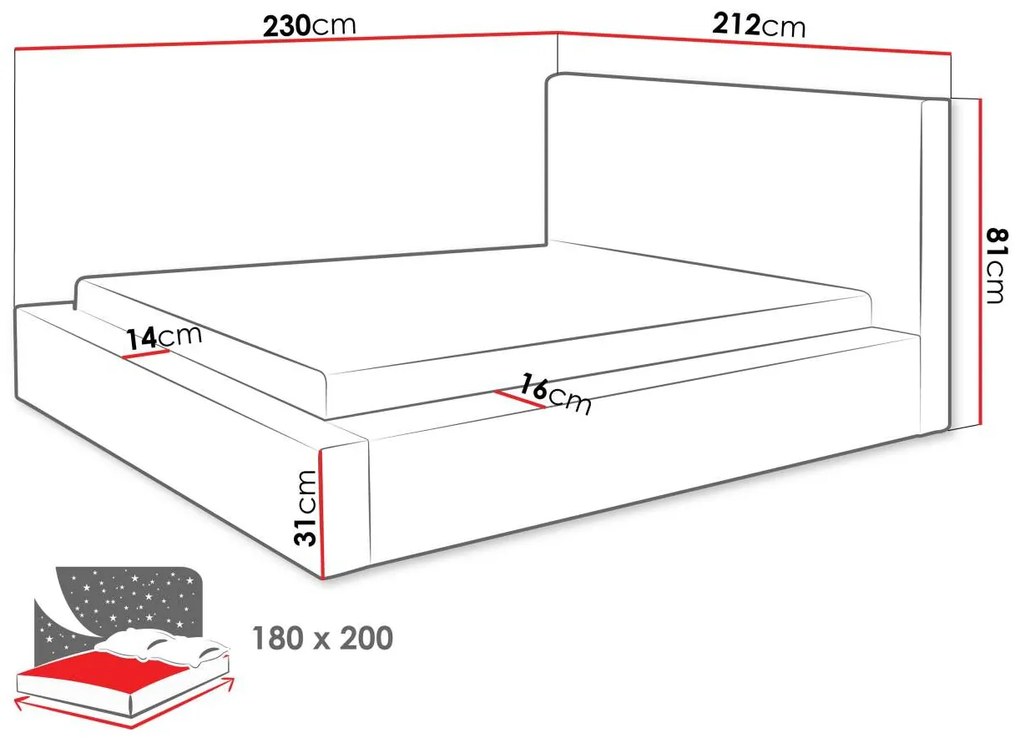 Тапицирано легло Plexi-Gkri Anoixto-180 x 200
