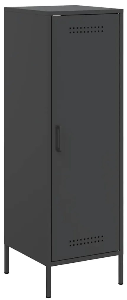 843006 vidaXL Висок шкаф, черен, 36x39x113 см, стомана