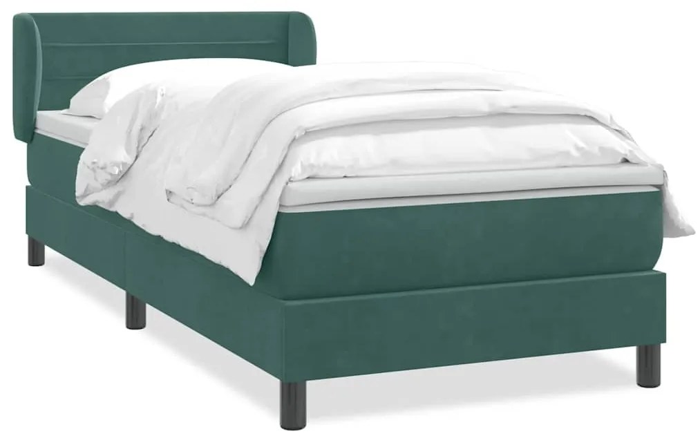3317640 vidaXL Box Spring легло с матрак Тъмнозелено 90x220 cm Кадифе