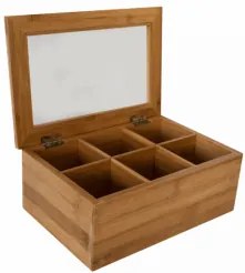 Бамбукова кутия за чай с 6 секции 16,2x24,1x9,3см (A2151)