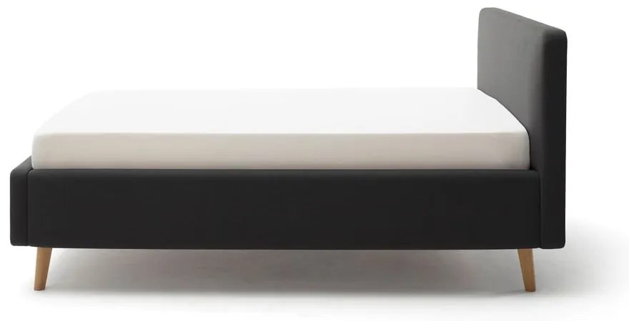 Антрацитно единично легло 120x200 cm тапицирано без ламелно дъно Mattis – Meise Möbel