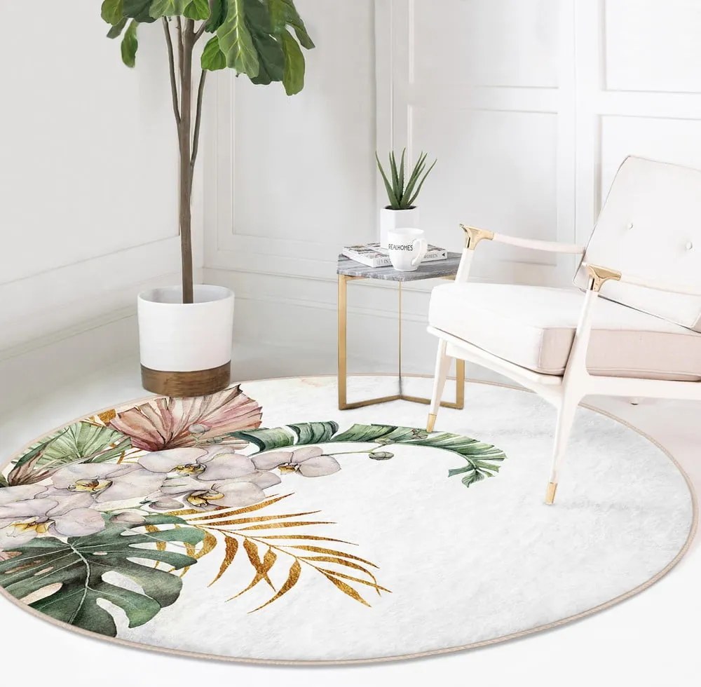 Кремав кръгъл килим подходящ за пране и за прахосмукачки роботи ø 100 cm Comfort – Mila Home