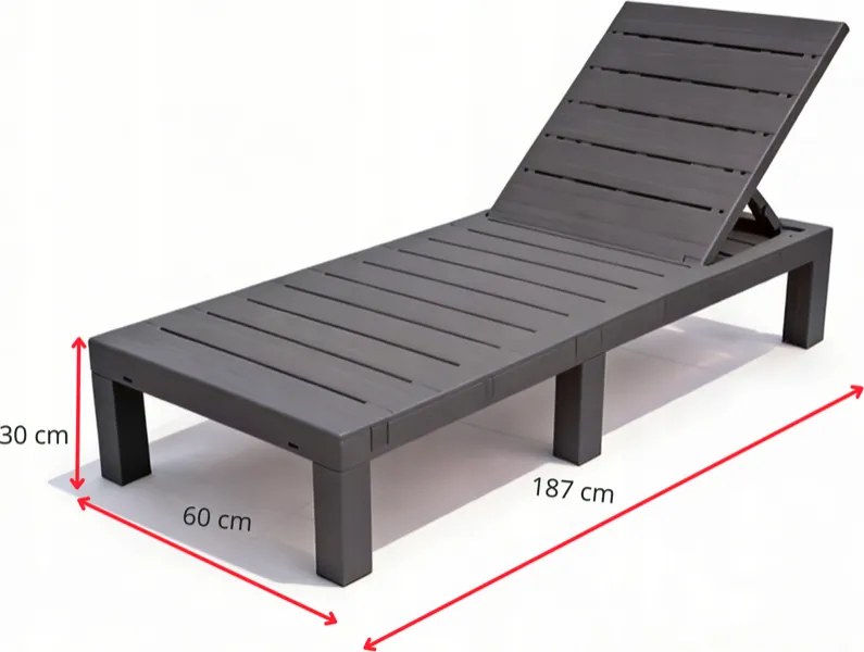 Здрав градински шезлонг за басейн и тераса - сив