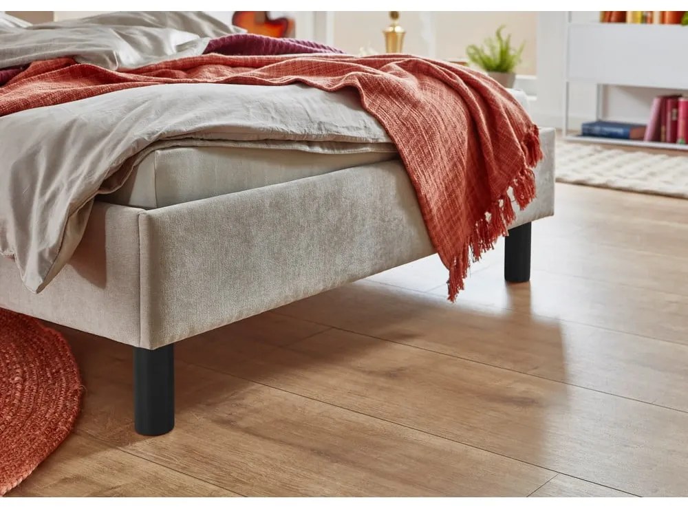 Бежово двойно легло 140x200 cm тапицирано без ламелно дъно Joker – Meise Möbel