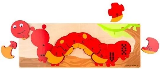 Bigjigs - Дървен математически пъзел - Гъсеница