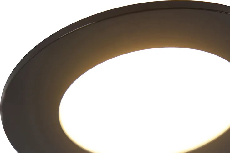 Комплект от 6 модерни вградени спотове черни с LED 3-степенно димируеми IP65 - Blanca