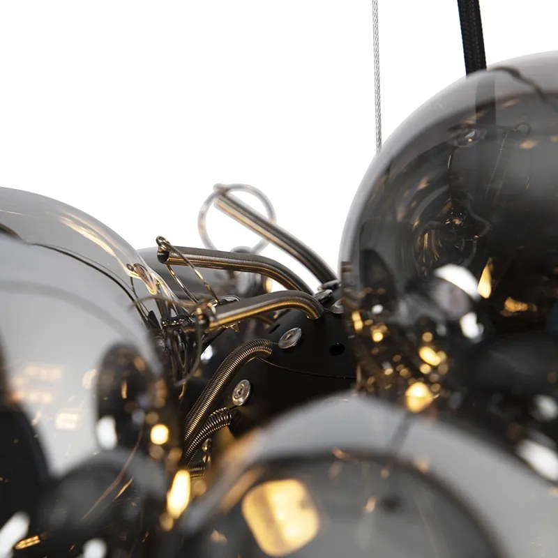 Интелигентна висяща лампа черна с димно стъкло 8 светлини кръгла вкл. Zigbee G9 - Uvas