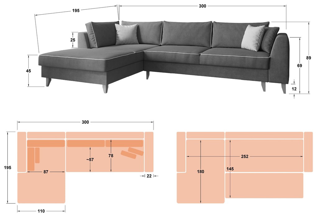 Разтегателен ъглов диван Болоня