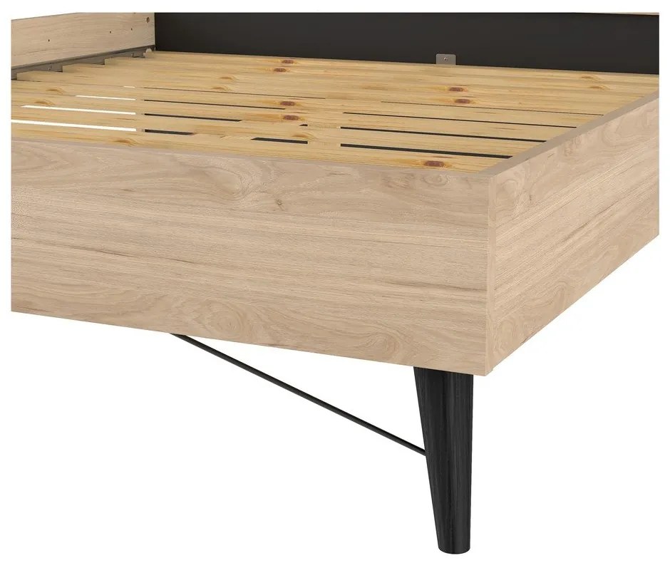 Двойно легло от дъбов декор с включена подматрачна рамка в естествен цвят 160x200 cm Ry – Tvilum