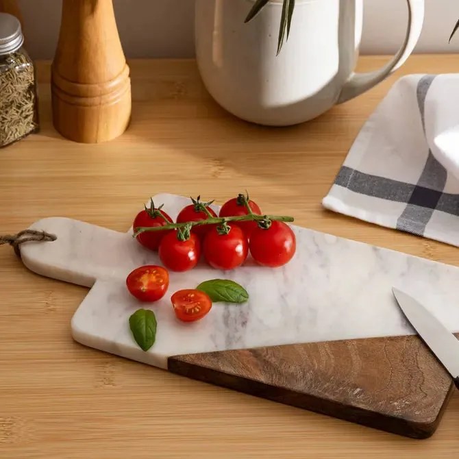 Съд за сервиране Secret de Gourmet, Бял мрамор, 30x15см