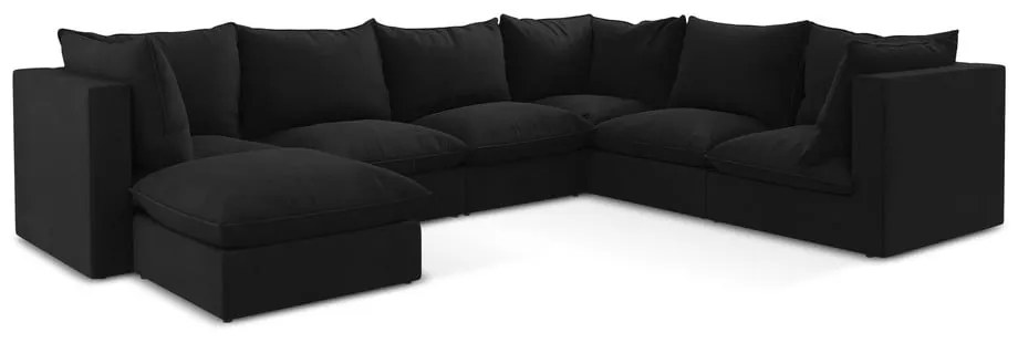 Черен ъглов диван (десен ъгъл/U форма) Manao – Makamii