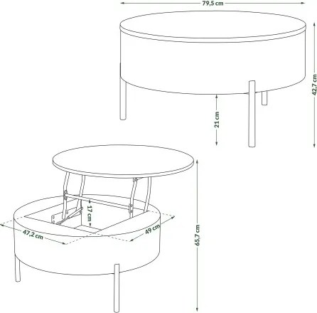 ФРИДА Бежово Таупе / Елегантен Орех – МОДЕРНА ХОЛНА МАСА С ПОВДИГАЩ ПЛОТ И СКРИТО ПРОСТРАНСТВО ЗА СЪХРАНЕНИЕ