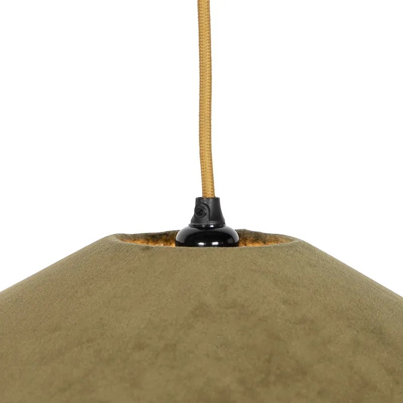 Ретро висяща лампа зелен кадифе с ресни - Frills