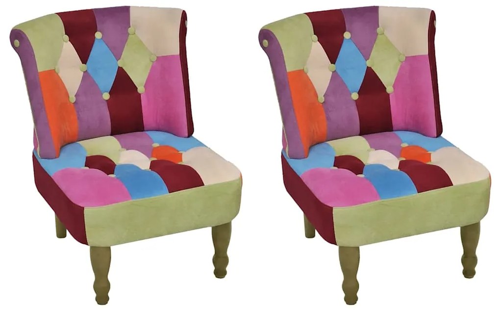 240810 vidaXL Френски столове, 2 бр, с пачуърк дизайн, текстил