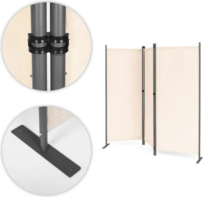 Градински 3-панелен сгъваем параван срещу вятър и слънце - 167 x 164 cm Бежово