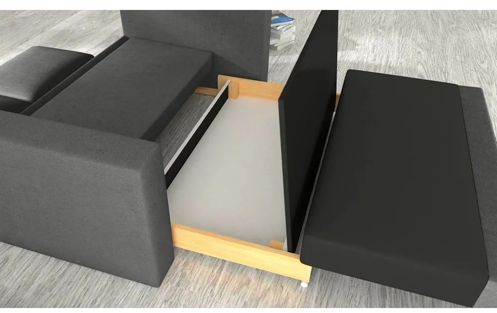 Тъмносив кадифен сгъваем/с място за съхранение диван 151 cm Wave – ELTAP