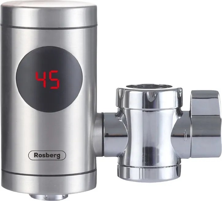 Нагревател за вода Rosberg R57100J, 3300W, 30-60°C, Дисплей, Стенен монтаж, IPX4, Инокс