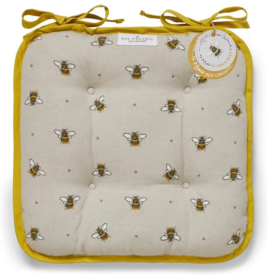 Бежова и жълта памучна възглавница за сядане Bumble Bees - Cooksmart ®