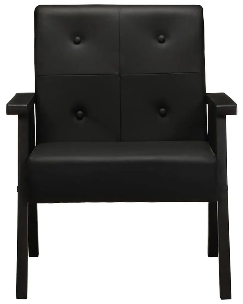 247642 vidaXL Фотьойл, черен, естествена кожа