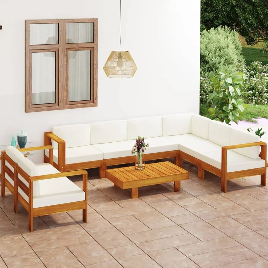 3057939 vidaXL Градински комплект с възглавници, 8 части, 100x60 см, акациево дърво