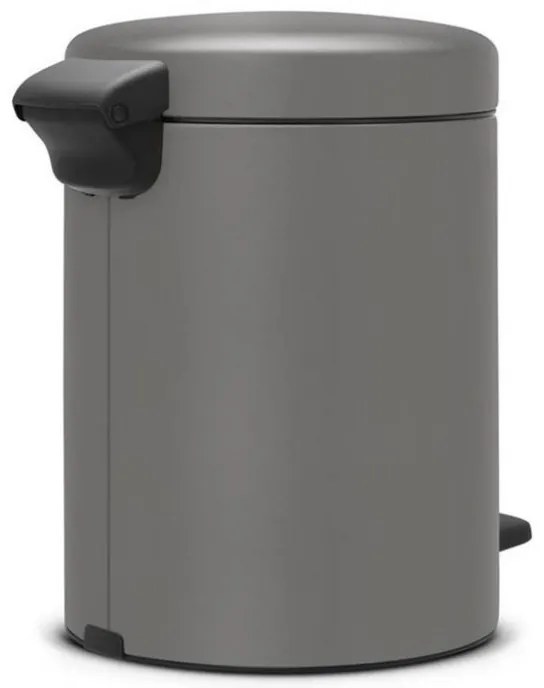 Кош за боклук с педал Brabantia NewIcon 1001097, 5 л, Плавно затваряне, Противоплъзгаща основа, Минерално покритие, Сив