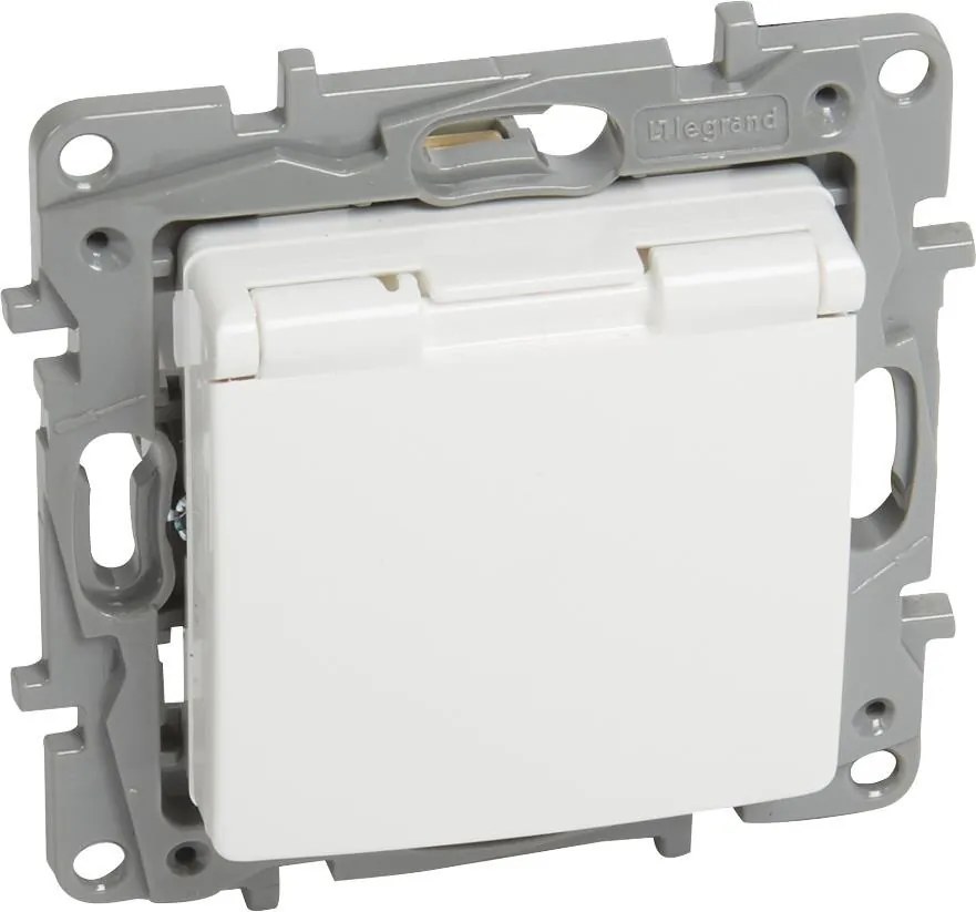 Legrand Контакт ШУКО 16A с капак и детска защита цвят Бял Niloe  - 764532