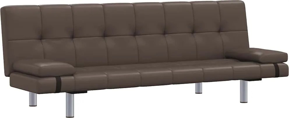 282182 vidaXL Разтегателен диван с две възглавници, кафяв, изкуствена кожа