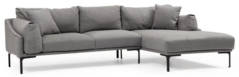 Сив ъглов диван , десен ъгъл Leo - Artie
