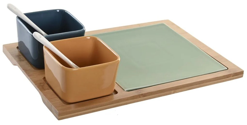 Комплект за предястие DKD Home Decor Порцелан Многоцветен Бамбук 6 Части (31 x 21 x 6 cm)