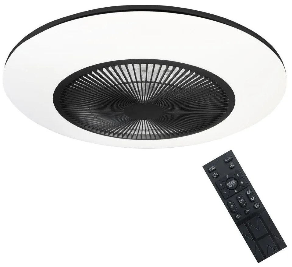 LED Димируема лампа с вентилатор ARIA LED/38W/230V черна/бяла + д.у.