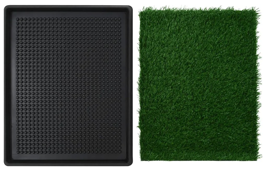 Кучешка тоалетна с тава и изкуствена трева, зелена, 64x51x3 см