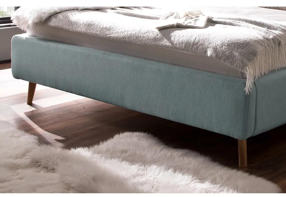 Синьо тапицирано двойно легло с място за съхранение и с решетка 160x200 cm Lotte - Meise Möbel
