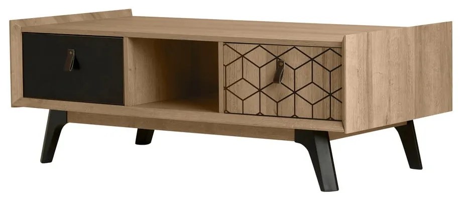 Масичка за кафе с декор от дъбово дърво и 2 чекмеджета Ceilan Ceilam - Marckeric