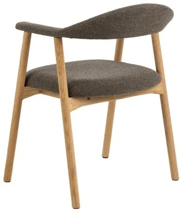 АДЭЛЕ Кафяво Taupe (тъкан Монза 40)/рамка Естествен дъб - ДЪРВЕН РЕТРО СТОЛ С БУКЛЕ ТАПИЦЕРИЯ ЗА ДНЕВНА / ТРАПЕЗАРИЯ / КУХНЯ