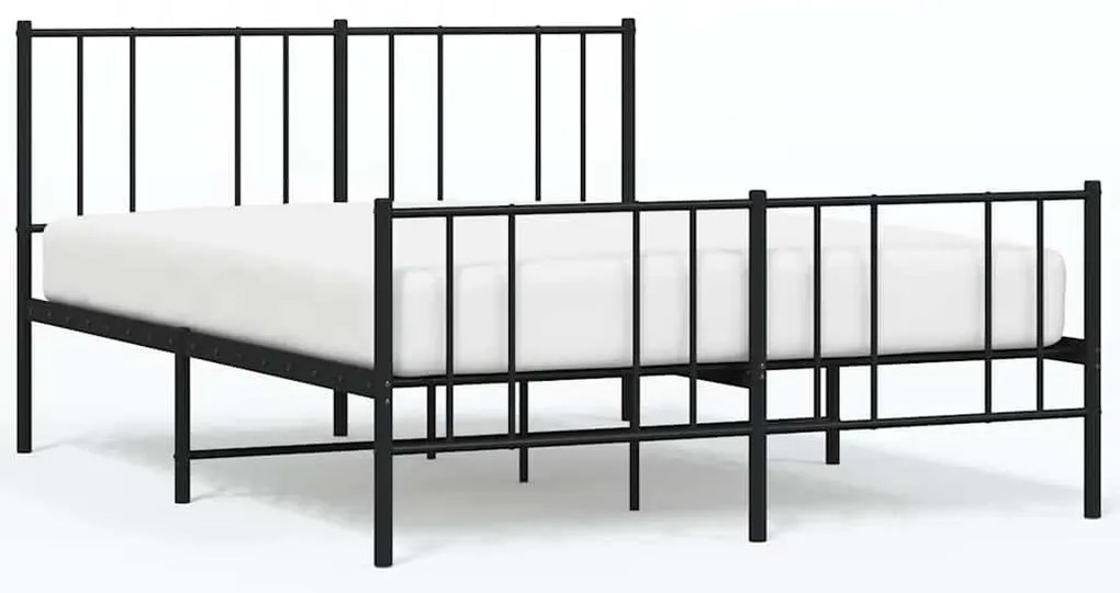 352500 vidaXL Метална рамка за легло с горна и долна табла, черна, 150x200 см