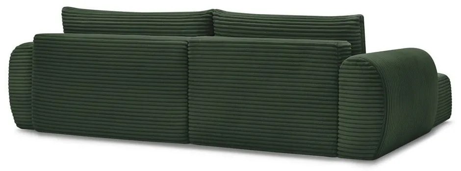 Тъмнозелен разтегателен ъглов диван от рипсено кадифе (ляв ъгъл) Lucien – Bobochic Paris