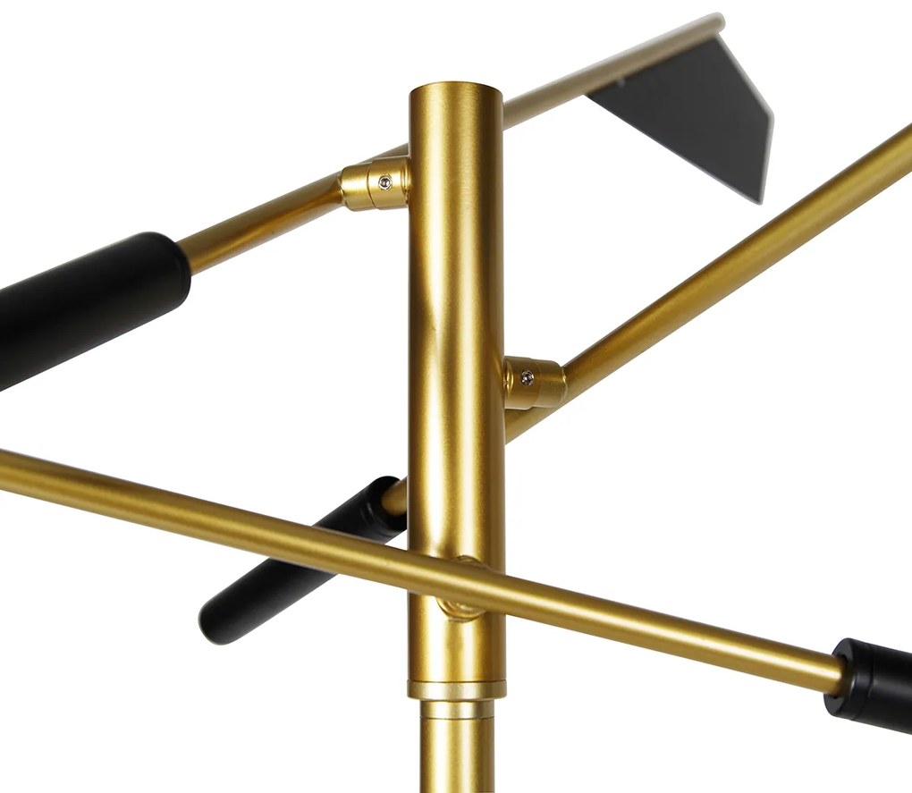 Дизайнерски подов аплик черен със злато 3-светлина - Sinem