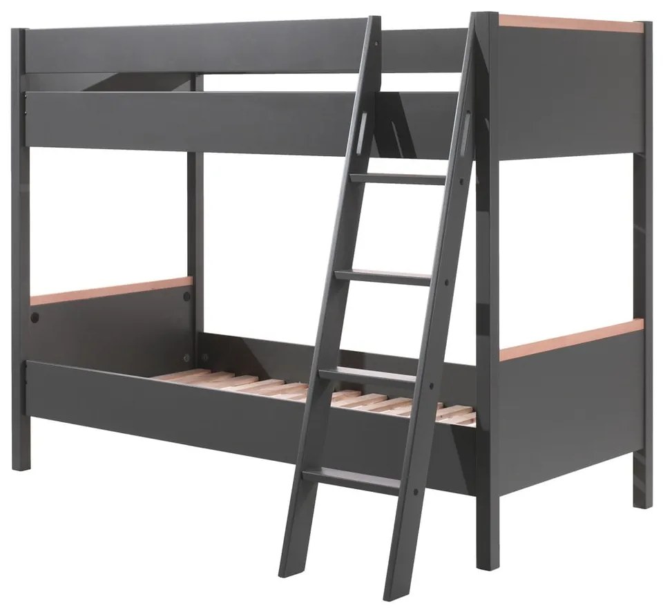 Тъмно сиво двуетажно легло за деца 90x200 cm London - Vipack