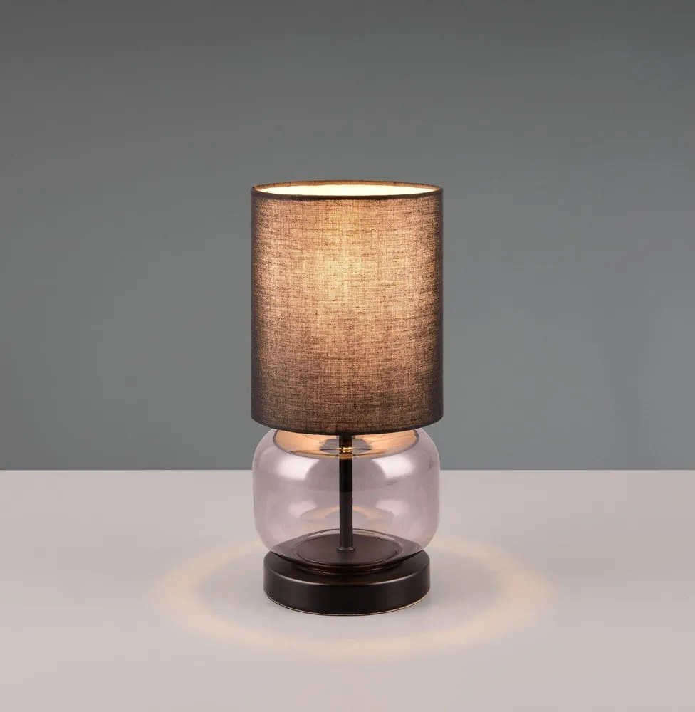 Черна и лилава настолна лампа с текстилен абажур (височина 28,5 cm) Elio - Trio